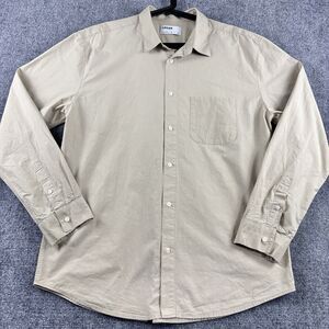 Logan Mens XL Shirt Beige Long Sleeve Pocket Made Korea